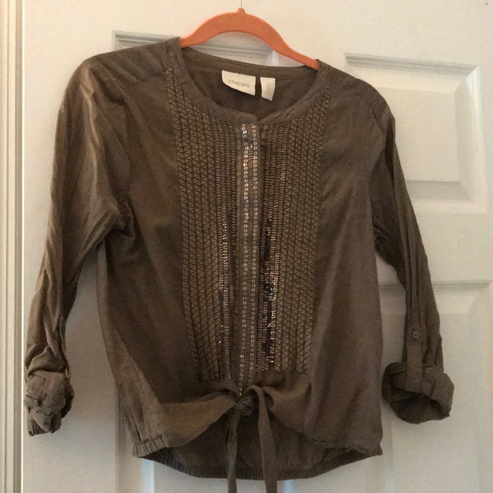 Brown Bling 3/4 Sleeve Top